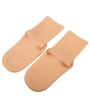 VOCOSTE 1 Pair Moisturizing Gel Socks Cracked Foot Care Protector Silicone Socks Beige S Size
