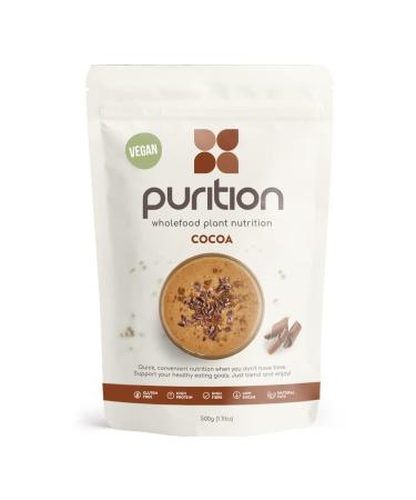 Purition Vegan Cocoa Large Bag | Premium Vegan High Protein Powder for Keto Shakes and Smoothies with Only Natural Ingredients for Weight Loss | 1 x 12 Meal Bag Vegan Chocolate (Hemp) 500 g (Pack of 1)