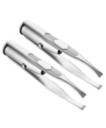 Fuckette with LED light hair removal illuminated tweezers with light LED tweezers stainless steel make -up tweezette with light for women precision eyelashes eyebrows hair removal (2 pieces)