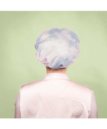KISMETICS Large Reusable Shower Cap - Double Layer Waterproof Lining - Ruffle Trim - Purple Tiedye - Ideal for All Hair Lengths - Buy Online on GoSupps.com