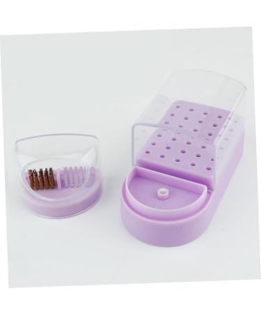 minkissy Box Drills Cleaning Brush Nail Art Salon Goods Manicure Polishing Heads Organizer Nail Drill Holder Drill Bit Holder Nail Drill Bits Container Purple Tool Holder Ceramics Plastic - Buy Online on GoSupps.com