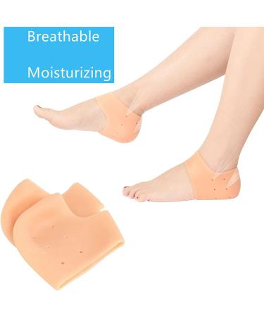 Silicone Heel Protectors 2 Pairs - Moisturizing Heel Socks for Pain Relief & Cracked Heels - Buy Online on GoSupps.com