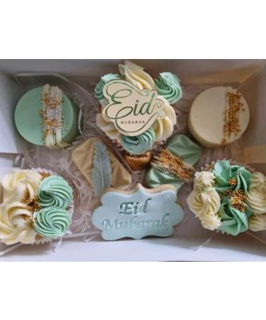 6 Eid Mubarak Cupcake Disc Toppers Gold Eid Cupcake Discs Eid Cake Toppers Eid Gift Tags Gift Wrapping Eid Gift Charms Eid Cake Decorations. - Buy Online on GoSupps.com