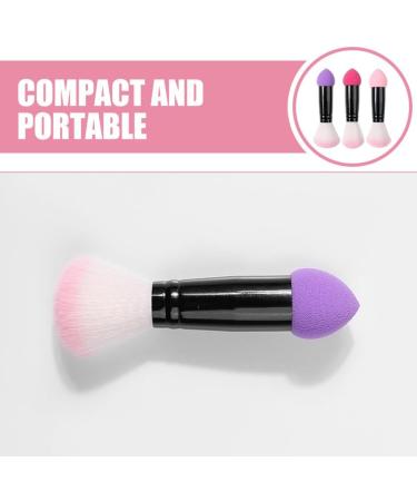 FOMIYES 2 in 1 Makeup Brush Dual-Ended Cosmetic Brush with Sponge Puff and Loose Powder Brush for Foundation Concealer Eyeshadow Blush - Buy Online on GoSupps.com