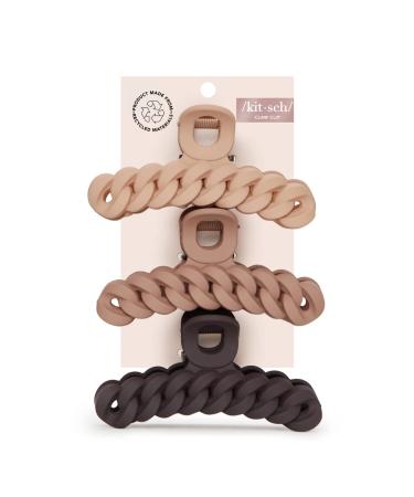 Kitsch Recycled Plastic Large Claw Clip Set - Big Chain Hair Clips for Women - 3pc Set of Large Hair Claw Clips, Jaw Clips - Ideal for Thick Hair & Girls - Neutral Colors - Buy Online on GoSupps.com
