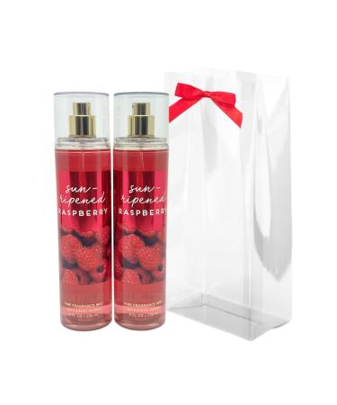 Bath & Body Works SUN-RIPENED RASPBERRY Fine Fragrance Mist Gift Set with a Red Bow for Holiday & Gifts - Pack of 2 Sun-Ripened Raspberry 4 Fl Oz (Pack of 2)