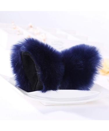 YOXIER 1Pair Fox Cat Ear Furry Girls Hair Clip Hairpin Cosplay Costume Photo Dark Blue Black - Buy Online on GoSupps.com