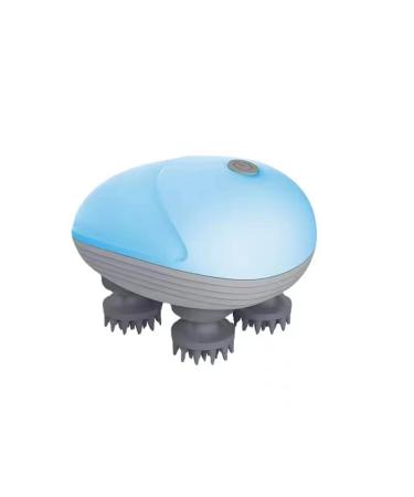 Layhou Electric scalp massager wireless head massage device with 4 kneading heads portable hand -head scratches stress relief for muscles back shoulders calves Blue