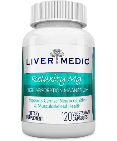 Relaxity Mg Magnesium Supplement Non-GMO Joint Support Supplement with Magnesium Glycinate Magnesium Pills for Heart Nerve Muscle and Joint Support 120 Vegetarian Capsules - Liver Medic