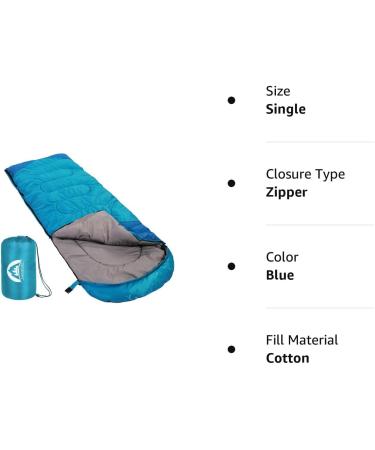Sleeping Bag 3 Seasons (Summer  Spring  Fall) Warm & Cool Weather - Lightweight Waterproof Indoor & Outdoor Use for Kids  Teens & Adults for Hiking and Camping Blue Single - Buy Online on GoSupps.com