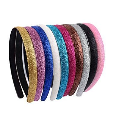 Blulu Glitter Plastic Headbands with Teeth  female   10 Colors  10 Pieces  Multicoloured  13 x 13 x 1.3 cm Bright Colors