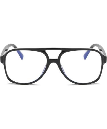 Buy Retro 70s Aviator Blue Light Blocking Glasses for Men & Women | Non-Prescription Computer Eyewear - 58mm Black - Buy Online on GoSupps.com