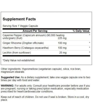Swanson Super Cayenne 100 Veg Capsules with Ginger, Hawthorn Berry, and Lecithin - Buy Online on GoSupps.com