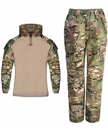 HARGLESMAN Kid's Tactical Military Suits Long Sleeve Amry Uniforms Combat Shirt and Pants Camo XX-Large