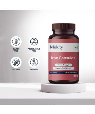 Miduty by Palak Notes Iron Capsule -Ginger - Moringa Leaves - Green Amla - Barley Grass - Wheat Grass - Parsley Leaves -60 Capsules - Buy Online on GoSupps.com