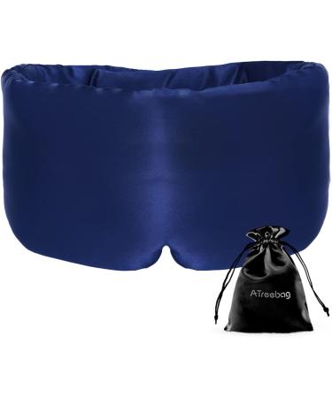 ATREEEBAG Silk Sleep Mask | Unisex 100% Skin-Friendly Silk Eye Mask | Adjustable Night Mask for Home & Travel | Navy Blue - Buy Online on GoSupps.com