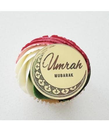 6 Gold Umrah Mubarak Cupcake Discs Acrylic Reusable Umrah Mubarak Cupcake Toppers Umrah Cake Decoration Umrah Cake Toppers Umrah Cake Decorations UK.
