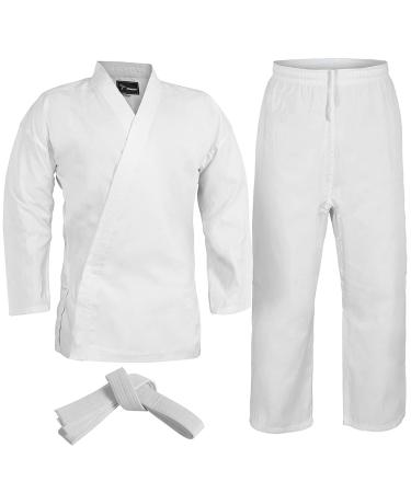 Karate Uniform for Kids & Adults Lightweight Student Karate Gi Martial Arts Uniform with Belt 00 (3'8"-4'0" / 50 lbs) White