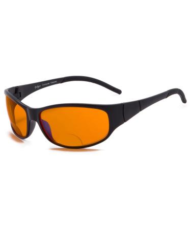Eyekepper Blue Blocking Amber Bifocal Glasses for Sleep-Nighttime Bifocal Readers-Special Orange Tinted Glasses Black +2.00 Bifocal Black