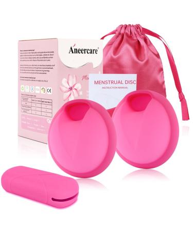 Cliunt menstrual disc menstrual disc reusable menstrual cups made of silicone tampon alternative up to 12 hours for light or strong currents (pink s+l)