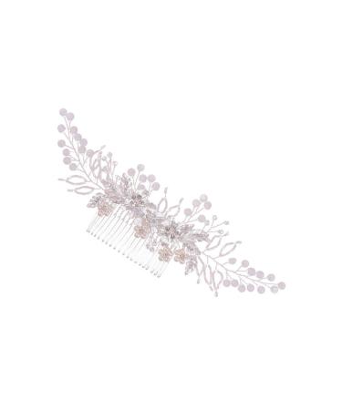FRCOLOR 1pc Flower Leaf Comb Pearl Clips for Hair Wedding Headpiece Bride Hair Accessory Pearl Wedding Hair Accessories Bridal Headpiece Womens Hair Clips Hairpin Woman Alloy Fashion White
