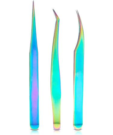 Okuna Outpost 6 Eyelash Extension Precision Tweezers with Storage Case - Rainbow (7 Pieces) - Buy Online on GoSupps.com