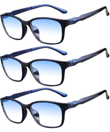 Eyglajdd Reading Glasses for Men Women Matt Finish TR90 Lightweight Reading Aid Blue Light Filter Glasses 3 Pack Blue 1.0 x