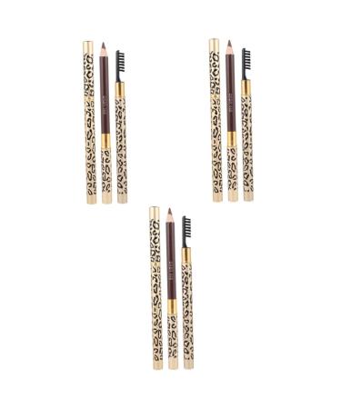 FRCOLOR 6Pcs Waterproof Eyeliner Eyebrow Pencil Dark Brown Highlighter Eyeliner Pencil Leopard Pencil Brown Eyebrow Pencils Makeup Pen Wooden Madam Leopard Print
