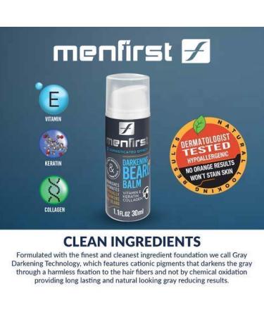 MENFIRST Darkening Beard Balm 1.1oz - Gradually Darkens White and Grey Hair, Nourishing Leave-In Conditioner for Men - Dark Shades - Buy Online on GoSupps.com
