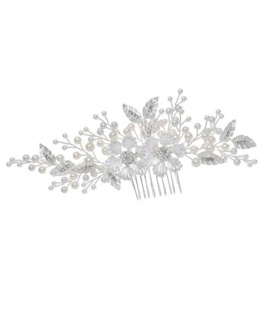 Beavorty bridal headpiece pearl headpiece Comb for Bridal Rhinestone Comb flower Hair Comb Rhinestone Hair Comb Wedding Hair Comb Wedding dress bride flower head