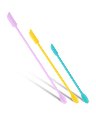Makeup Spatula Reusable Beauty Spatula Mini Silicone Spatulas Makeup Scraper Makeup Long Spoon for Jam Jar Cosmetic Bottles Thin Bottles and Narrow Can