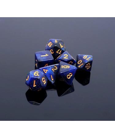 CREEBUY Dark Blue Mix Black Nebula DND Dice Set - 7Pcs Polyhedral Dice for D&D RPG with Dice Bag - Buy Online on GoSupps.com