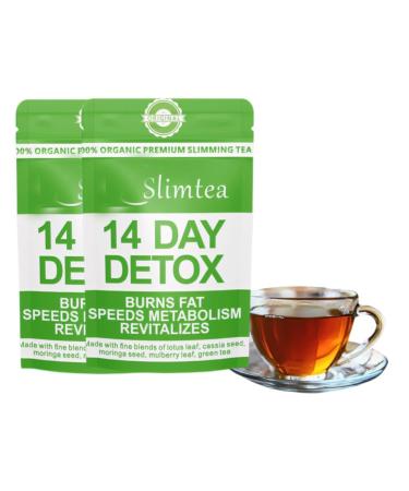 Tisane D toxifiante For La Perte De Poids (14 Jours) - Th Br le-graisses Naturel For Une Digestion Saine Et Un Nettoyage Du Corps(2PCS)