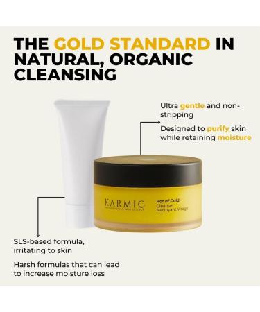 Karmic Skin Pot of Gold Facial Cleanser | Organic Hydrating Foaming Cream Cleanser | Pore Cleanser | Men & Women | Non-Stripping Anti Ageing Daily Face Wash | Lemon Neroli Scent | 4 Months Usage - Buy Online on GoSupps.com
