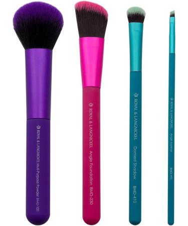 MODA Royal & Langnickel Full Size Complete 5pc Makeup Brush Set with Pouch Includes - Multi-Purpose Powder Angle Foundation Domed Shadow and Angle Liner Brushes Multicolor - Buy Online on GoSupps.com