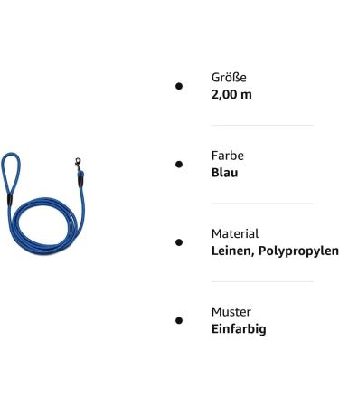 Buy 2.00m Blue Rope Leash with Hand Loop - Basic 10mm 27 Colors 7 Lengths - International Shipping - Buy Online on GoSupps.com