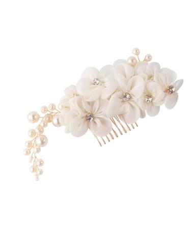 Handmade Bridal Hair Side Comb Clip | Tulle Wedding Headpiece & Accessories - White - Buy Online on GoSupps.com