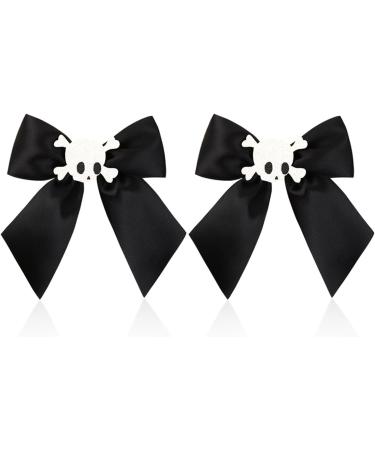 1pair Goth Bowknot&Skull Shape Hairpins Hot Girls Punk Hair Clip Halloween Punk Ponytail Bangs Hair Clip For Woman Hair Pin For Woman Hair Accessories Ribbon Hair Pin For Daily Hairstyles Cute Bowknot Black - Buy Online on GoSupps.com
