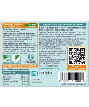Klearvol Essential Oils Inhalation Capsules | Natural Vapours for Babies 3 Months+ | Karvol Alternative for Day and Night - Buy Online on GoSupps.com