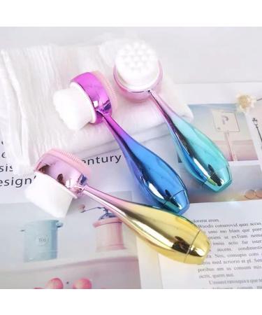 Buy 2 in 1 Double-Sided Facial Cleansing Brush - Soft Bristles in Electroplated Pink-Blue | International Shipping - Buy Online on GoSupps.com