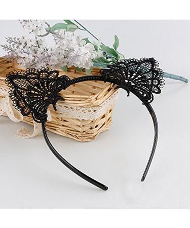 Akak Store Sexy Lovely Women Fashion Lace Cat Ears Headband Hair Accessories  Black