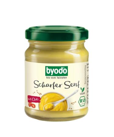 ByoDo Byodo Extra Sharp Mustard - Pack of 6 x 125ml Glasses - Organic