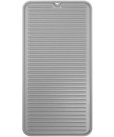 mDesign Small Square Pet Food and Water Bowl Mat - Waterproof Non-Slip Silicone Placemat for Dogs and Cats - Durable and Food Safe - Gray Linelle Collection - Buy Online on GoSupps.com