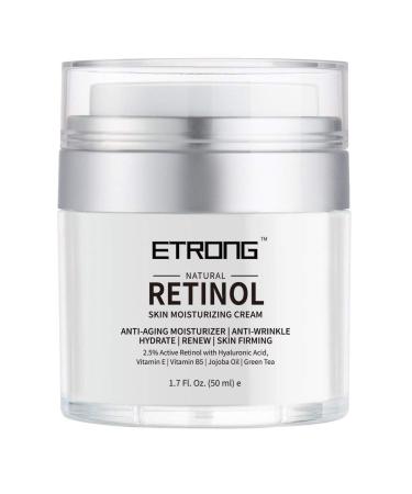 Retinol Moisturizer Cream ETRONG Anti-aging Wrinkle Night/Day Cream for Face and Eye with 2.5% Retinol Hyaluronic Vitamin E and Jojoba Oil 50 ml (Pack of 1)