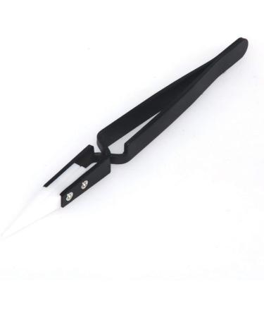 Multi-Function Tool Precision Tweezers Black and White Ceramic Reverse Tweezers Stainless Steel Curved/Straight tip Tweezers (Tweezer Tip Type : Big Curved Tip) (Color : Wit Siz (Color : Bianco Si Straight Tip Bianco