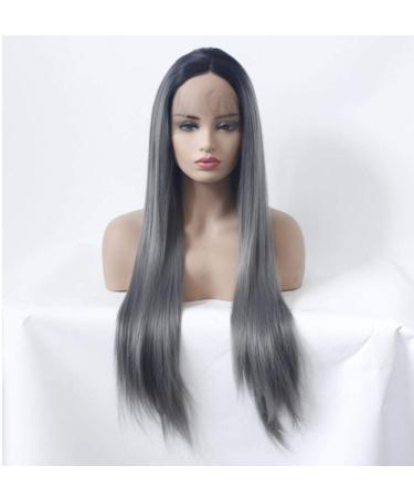 Bghjue n Gray Long Straight Synthetic Wig for Women - Heat Resistant Left Side Parting High Density - Perfect Replacement Hair - Buy Online on GoSupps.com
