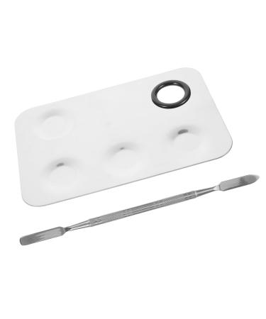 Ciieeo Plateau de M lange Maquillage en Acier Inoxydable 2 Pcs Grand Format 5 Compartiments avec Spatule M tal Outil de M lange de Pigments pour Fond de Teint Nail Art et Gloss