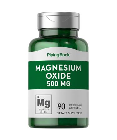 Piping Rock Magnesium Oxide 500mg | 90 Capsules | Non-GMO Gluten Free Supplement