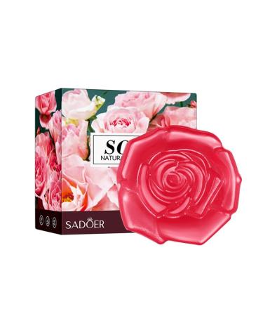 SADOER - Natural Oil & Herbal Bath Soap (Rose) | Skincare Beauty Personalcare Hygiene - Flower Shaped