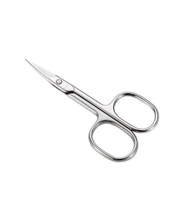 LIVINGO Premium Manicure Scissors Multi-purpose Stainless Steel Cuticle Pedicure Beauty Grooming Kit for Nail, Eyebrow, Eyelash, Dry Skin Curved Blade 3.5 inch A-silver